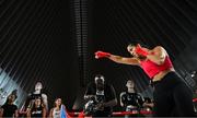 8 July 2025; Amanda Serrano during an open workout session, held at The Oculus at World Trade Center in New York, USA, ahead of her undisputed super lightweight championship fight with Katie Taylor, on July 11th at Madison Square Garden in New York. Photo by Stephen McCarthy/Sportsfile