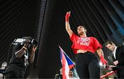 8 July 2025; Amanda Serrano during an open workout session, held at The Oculus at World Trade Center in New York, USA, ahead of her undisputed super lightweight championship fight with Katie Taylor, on July 11th at Madison Square Garden in New York. Photo by Stephen McCarthy/Sportsfile
