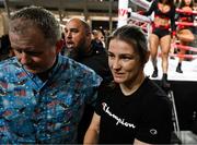 8 July 2025; Katie Taylor with manager Brian Peters during an open workout session, held at The Oculus at World Trade Center in New York, USA, ahead of her undisputed super lightweight championship fight with Amanda Serrano, on July 11th at Madison Square Garden in New York. Photo by Stephen McCarthy/Sportsfile