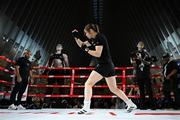 8 July 2025; Katie Taylor during an open workout session, held at The Oculus at World Trade Center in New York, USA, ahead of her undisputed super lightweight championship fight with Amanda Serrano, on July 11th at Madison Square Garden in New York. Photo by Stephen McCarthy/Sportsfile