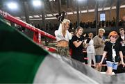 8 July 2025; Katie Taylor, second from left, during an open workout session, held at The Oculus at World Trade Center in New York, USA, ahead of her undisputed super lightweight championship fight with Amanda Serrano, on July 11th at Madison Square Garden in New York. Photo by Stephen McCarthy/Sportsfile