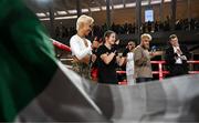 8 July 2025; Katie Taylor, second from left, during an open workout session, held at The Oculus at World Trade Center in New York, USA, ahead of her undisputed super lightweight championship fight with Amanda Serrano, on July 11th at Madison Square Garden in New York. Photo by Stephen McCarthy/Sportsfile