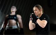 8 July 2025; Katie Taylor during an open workout session, held at The Oculus at World Trade Center in New York, USA, ahead of her undisputed super lightweight championship fight with Amanda Serrano, on July 11th at Madison Square Garden in New York. Photo by Stephen McCarthy/Sportsfile