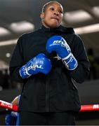 8 July 2025; Shadasia Green during an open workout session, held at The Oculus at World Trade Center in New York, USA, ahead of her IBF and WBO super middleweight championship fight with Savannah Marshall, on July 11th at Madison Square Garden in New York. Photo by Stephen McCarthy/Sportsfile