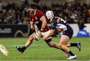 9 July 2025; Tom Curry of British & Irish Lions is tackled by Luke Reimer of ACT Brumbies during the tour match between ACT Brumbies and the British & Irish Lions at GIO Stadium in Canberra, Australia. Photo by Steve Christo/Sportsfile