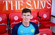 9 July 2025; Joe Redmond poses for a portrait during a St Patrick's Athletic media conference at Richmond Park in Dublin. Photo by Ben McShane/Sportsfile
