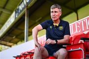 9 July 2025; Manager Stephen Kenny is interviewed by Virgin Media Sport during a St Patrick's Athletic media conference at Richmond Park in Dublin. Photo by Ben McShane/Sportsfile