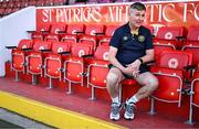 9 July 2025; Manager Stephen Kenny is interviewed by Virgin Media Sport during a St Patrick's Athletic media conference at Richmond Park in Dublin. Photo by Ben McShane/Sportsfile