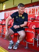 9 July 2025; Manager Stephen Kenny is interviewed by Virgin Media Sport during a St Patrick's Athletic media conference at Richmond Park in Dublin. Photo by Ben McShane/Sportsfile