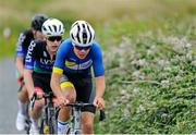 9 July 2025; Matthew Walls of Cycling Leinster leads the breakaway during Stage 2 of 2025 Junior Tour of Ireland from Ennis to Kilkee. Photo by Stephen McMahon/Sportsfile
