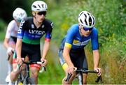 9 July 2025; Matthew Walls of Cycling Leinster leads the breakaway during Stage 2 of 2025 Junior Tour of Ireland from Ennis to Kilkee. Photo by Stephen McMahon/Sportsfile