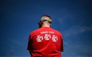 9 July 2025; A Shelbourne supporter before the UEFA Champions League First Qualifying Round first leg match between Shelbourne and Linfield at Tolka Park in Dublin. Photo by Seb Daly/Sportsfile