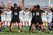 9 July 2025; Ireland players during New Zealand Haka at the World Rugby U20 Championship 2025 Pool C match between Ireland and New Zealand at Stadio San Michele in Calvisano, Italy. Photo by Massimiliano Carnabuci/Sportsfile