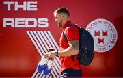9 July 2025; Paddy Barrett of Shelbourne arrives before the UEFA Champions League First Qualifying Round first leg match between Shelbourne and Linfield at Tolka Park in Dublin. Photo by Seb Daly/Sportsfile