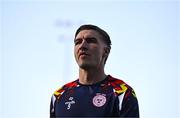 9 July 2025; Sean Boyd of Shelbourne before during the UEFA Champions League First Qualifying Round first leg match between Shelbourne and Linfield at Tolka Park in Dublin. Photo by Ben McShane/Sportsfile