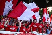9 July 2025; Shelbourne supporters before the UEFA Champions League First Qualifying Round first leg match between Shelbourne and Linfield at Tolka Park in Dublin. Photo by Ben McShane/Sportsfile