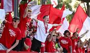 9 July 2025; Shelbourne supporters before the UEFA Champions League First Qualifying Round first leg match between Shelbourne and Linfield at Tolka Park in Dublin. Photo by Ben McShane/Sportsfile