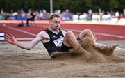 9 July 2025; Alessandro Schenni of Great Britain competes in the AON Hewitt Men's Long Jump during the Cork City Sports meet at MTU Arena in Cork. Photo by Sam Barnes/Sportsfile