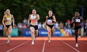 9 July 2025; Cecilia Tamayo-Garza of Mexico, second from left, on her way to winning the Bridgewater Construction Women's 200m, alongside, from left, Rachel McCann of Ireland, Phil Healy of Ireland and Knowledge Omovoh of Nigeria during the Cork City Sports meet at MTU Arena in Cork. Photo by Sam Barnes/Sportsfile