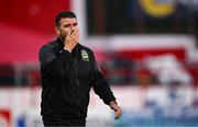 9 July 2025; Linfield manager David Healy after during the UEFA Champions League First Qualifying Round first leg match between Shelbourne and Linfield at Tolka Park in Dublin. Photo by Seb Daly/Sportsfile