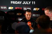 9 July 2025; Katie Taylor during a press conference, held at The Theater at Madison Square Garden in New York, USA, ahead of her undisputed super lightweight championship fight with Amanda Serrano on July 11th at Madison Square Garden in New York. Photo by Stephen McCarthy/Sportsfile