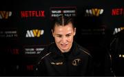 9 July 2025; Katie Taylor during a press conference, held at The Theater at Madison Square Garden in New York, USA, ahead of her undisputed super lightweight championship fight with Amanda Serrano on July 11th at Madison Square Garden in New York. Photo by Stephen McCarthy/Sportsfile