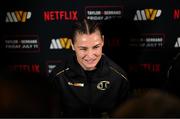 9 July 2025; Katie Taylor during a press conference, held at The Theater at Madison Square Garden in New York, USA, ahead of her undisputed super lightweight championship fight with Amanda Serrano on July 11th at Madison Square Garden in New York. Photo by Stephen McCarthy/Sportsfile