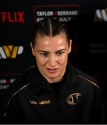 9 July 2025; Katie Taylor during a press conference, held at The Theater at Madison Square Garden in New York, USA, ahead of her undisputed super lightweight championship fight with Amanda Serrano on July 11th at Madison Square Garden in New York. Photo by Stephen McCarthy/Sportsfile