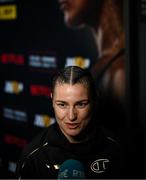 9 July 2025; Katie Taylor during a press conference, held at The Theater at Madison Square Garden in New York, USA, ahead of her undisputed super lightweight championship fight with Amanda Serrano on July 11th at Madison Square Garden in New York. Photo by Stephen McCarthy/Sportsfile