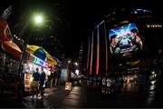 9 July 2025; A general view of a Taylor v Serrano advertisement near Madison Square Garden with the Empire State Building in the background during Katie Taylor v Amanda Serrano 3 fight week ahead of their undisputed super lightweight championship fight that will take place at Madison Square Garden in New York on Friday, 11th July. Photo by Stephen McCarthy/Sportsfile