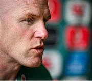 10 July 2025; Interim head coach Paul O'Connell speaks to the press during an Ireland rugby media conference at the Hyatt Regency Hotel in Lisbon, Portugal. Photo by David Fitzgerald/Sportsfile