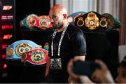 10 July 2025; Ross Enamait, trainer to Katie Taylor, during the official commission weigh-in, held at the Kimpton Eventi Hotel in New York, USA, ahead of the undisputed super lightweight championship fight between Katie Taylor and Amanda Serrano on July 11th at Madison Square Garden in New York. Photo by Stephen McCarthy/Sportsfile
