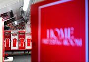 10 July 2025; A general view inside the St Patrick's Athletic dressing room before before the UEFA Conference League First Qualifying Round first leg match between St Patrick's Athletic and FC Hegelmann at Richmond Park in Dublin. Photo by Ben McShane/Sportsfile