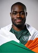10 July 2025; Athlete Toluwabori Akinola, from Balbriggan in Dublin, representing University College Dublin and Ireland, poses for a portait during the Team Ireland 2025 World University Games Announcement at Technological University Dublin, Grangegorman in Dublin. Photo by Shauna Clinton/Sportsfile