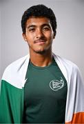 10 July 2025; Tennis player Ammar Elamin, from Mullingar in Westmeath, representing Technological University Dublin and Ireland, poses for a portrait during the Team Ireland 2025 World University Games Announcement at Technological University Dublin, Grangegorman in Dublin. Photo by Shauna Clinton/Sportsfile
