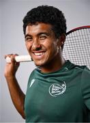 10 July 2025; Tennis player Ammar Elamin, from Mullingar in Westmeath, representing Technological University Dublin and Ireland, poses for a portrait during the Team Ireland 2025 World University Games Announcement at Technological University Dublin, Grangegorman in Dublin. Photo by Shauna Clinton/Sportsfile