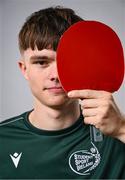 10 July 2025; Table tennis player Adam Faulkner, from Ballymoney in Antrim, representing Queen's University Belfast and Ireland, poses for a portait during the Team Ireland 2025 World University Games Announcement at Technological University Dublin, Grangegorman in Dublin. Photo by Shauna Clinton/Sportsfile