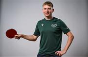 10 July 2025; Table tennis player Cillian Kirby, from Trim in Meath, representing University of Galway and Ireland, poses for a portait during the Team Ireland 2025 World University Games Announcement at Technological University Dublin, Grangegorman in Dublin. Photo by Shauna Clinton/Sportsfile