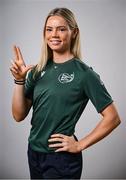 10 July 2025; Athlete Lauren Roy, from Ballymena in Antrim, representing Tarleton State University and Ireland, poses for a portait during the Team Ireland 2025 World University Games Announcement at Technological University Dublin, Grangegorman in Dublin. Photo by Shauna Clinton/Sportsfile