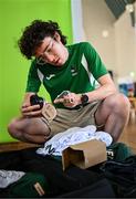10 July 2025; Athlete Oisín Lane, from Ballymore in Westmeath, representing University of Limerick and Ireland, during the Team Ireland 2025 World University Games Announcement at Technological University Dublin, Grangegorman in Dublin. Photo by Seb Daly/Sportsfile