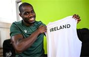 10 July 2025; Athlete Toluwabori Akinola, from Balbriggan in Dublin, representing University College Dublin and Ireland, during the Team Ireland 2025 World University Games Announcement at Technological University Dublin, Grangegorman in Dublin. Photo by Seb Daly/Sportsfile