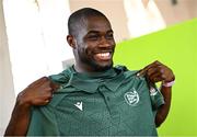 10 July 2025; Athlete Toluwabori Akinola, from Balbriggan in Dublin, representing University College Dublin and Ireland, during the Team Ireland 2025 World University Games Announcement at Technological University Dublin, Grangegorman in Dublin. Photo by Seb Daly/Sportsfile