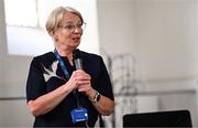 10 July 2025; TU Dublin president Dr Deirdre Lillis speaking during the Team Ireland 2025 World University Games Announcement at Technological University Dublin, Grangegorman in Dublin. Photo by Seb Daly/Sportsfile