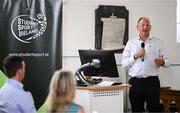 10 July 2025; Student Sport Ireland chair person Morgan Buckley speaking during the Team Ireland 2025 World University Games Announcement at Technological University Dublin, Grangegorman in Dublin. Photo by Seb Daly/Sportsfile