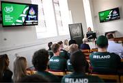 10 July 2025; Team Ireland head of delegation Niamh O'Callaghan speaking during the Team Ireland 2025 World University Games Announcement at Technological University Dublin, Grangegorman in Dublin. Photo by Seb Daly/Sportsfile