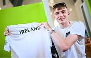 10 July 2025; Taekwando athlete Ryan Doyle, from Baleycullen in Dublin, representing Technological University Dublin and Ireland, during the Team Ireland 2025 World University Games Announcement at Technological University Dublin, Grangegorman in Dublin. Photo by Seb Daly/Sportsfile
