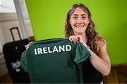 10 July 2025; Athlete Laura Nicholson, from Ballinascarthy in Cork, representing University of Toldeo and Ireland, during the Team Ireland 2025 World University Games Announcement at Technological University Dublin, Grangegorman in Dublin. Photo by Seb Daly/Sportsfile