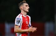 10 July 2025; Mason Melia of St Patrick's Athletic after the UEFA Conference League First Qualifying Round first leg match between St Patrick's Athletic and FC Hegelmann at Richmond Park in Dublin. Photo by Ben McShane/Sportsfile