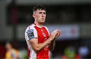 10 July 2025; Joe Redmond of St Patrick's Athletic after the UEFA Conference League First Qualifying Round first leg match between St Patrick's Athletic and FC Hegelmann at Richmond Park in Dublin. Photo by Ben McShane/Sportsfile