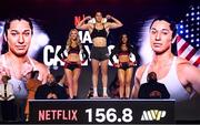 10 July 2025; Mary Casamassa during weigh-ins, held at The Theater at Madison Square Garden in New York, USA, ahead of her middleweight bout with Tamm Thibeault on July 11th at Madison Square Garden in New York. Photo by Stephen McCarthy/Sportsfile